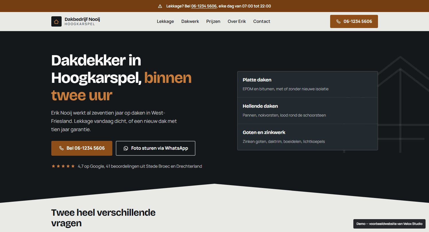 Voorbeeldwebsite voor een dakdekkersbedrijf