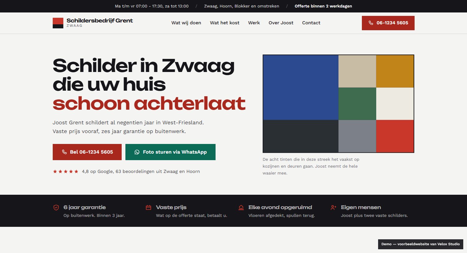 Voorbeeldwebsite voor een schildersbedrijf