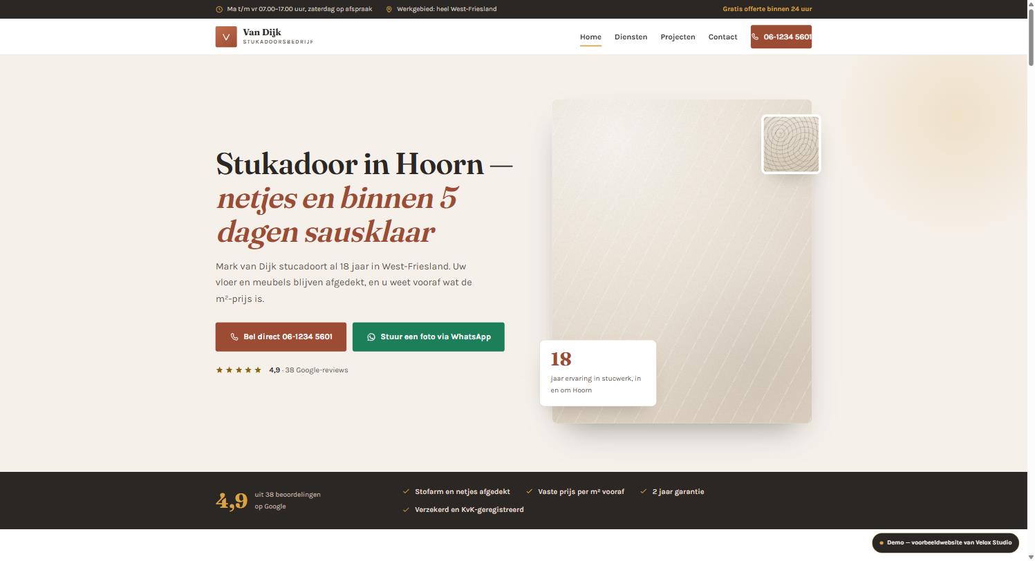 Voorbeeldwebsite voor een stukadoorsbedrijf
